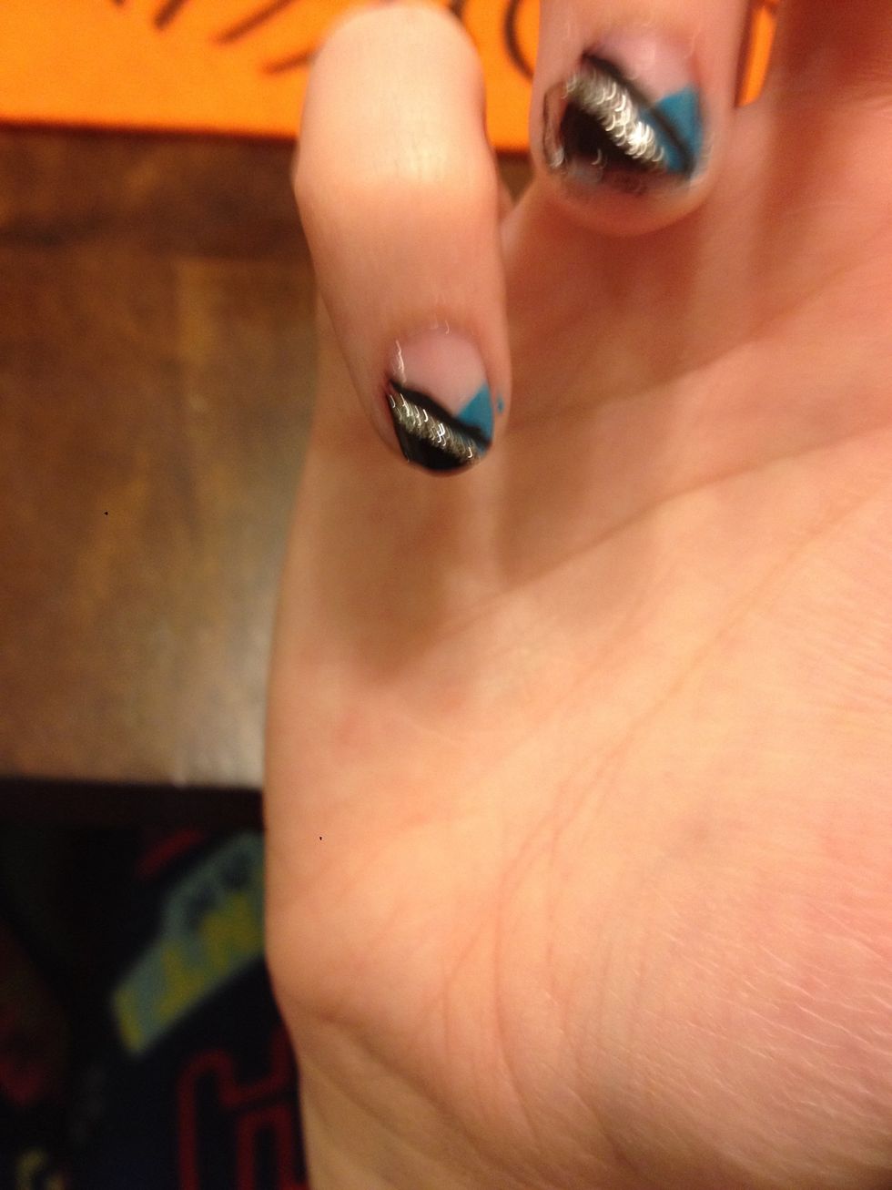 And add a glitter stripe wherever you choose on the choice of your two lines..I did mine on the thick part :)