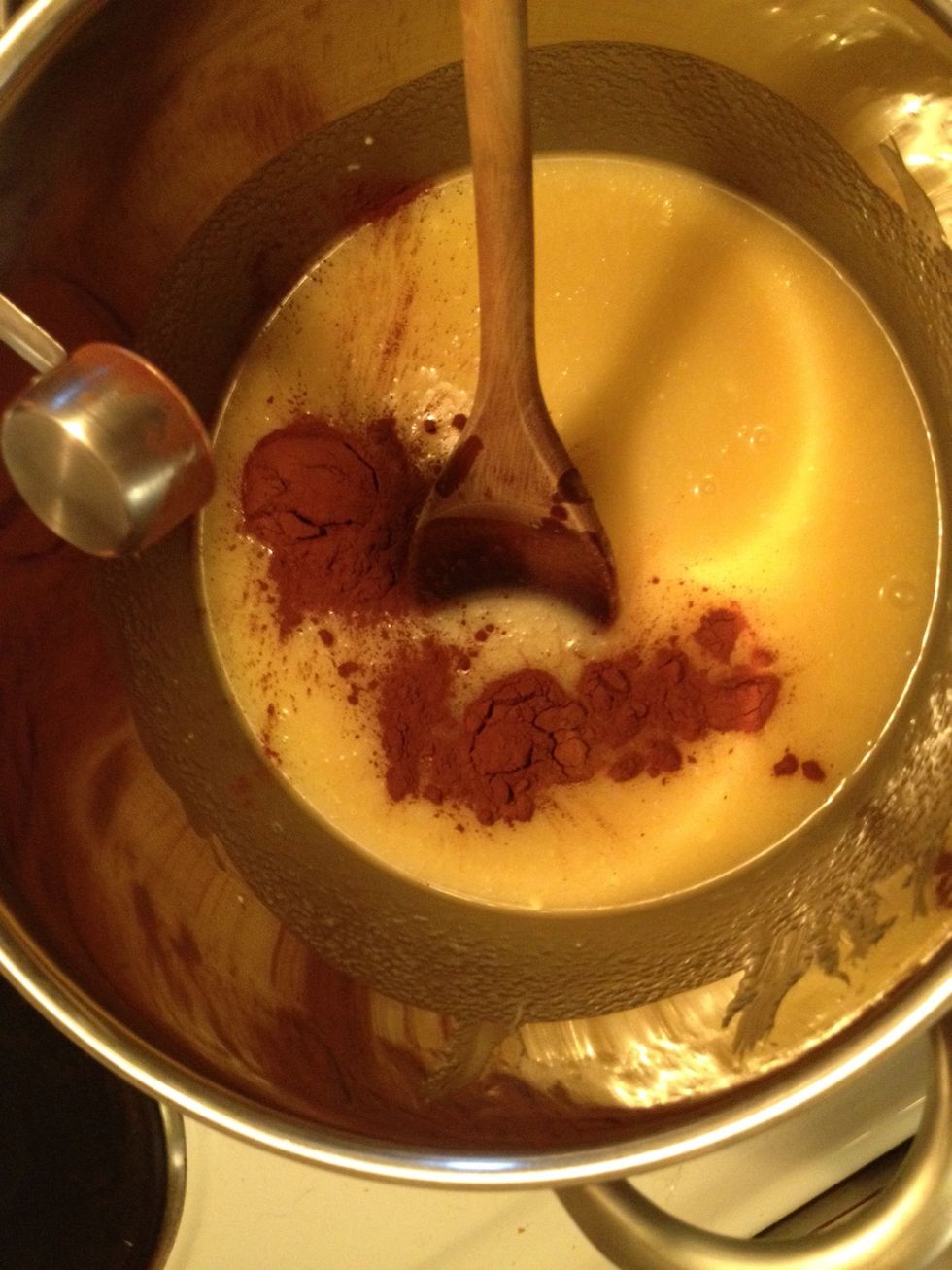 ...and add cocoa powder. I didn't sift it but I would recommend that.