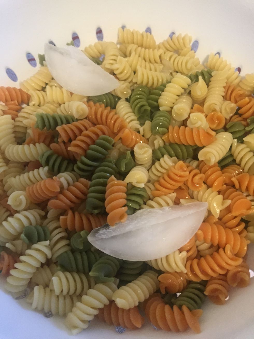 And add ice cubes to the pasta