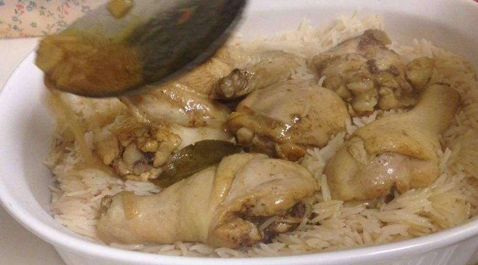 And add one cup that chicken broth we cooked the chicken with.