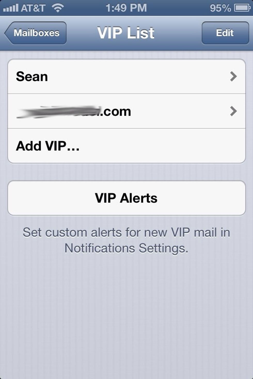 And add or edit the VIP email addresses.