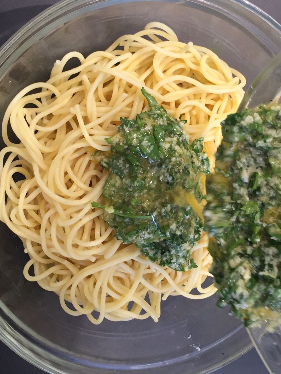 And.. Add over cooled pasta