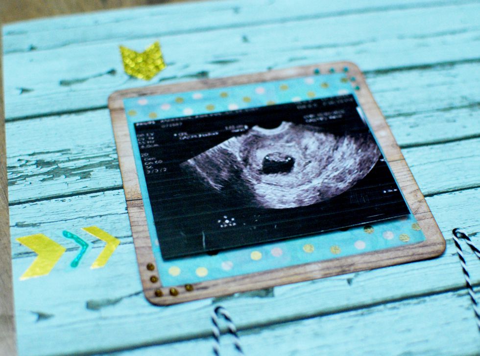 And added some dots around the image. Decorate the area with more Foil Chevron Stickers as you like. You can find Stickles at www.FotoBella.com