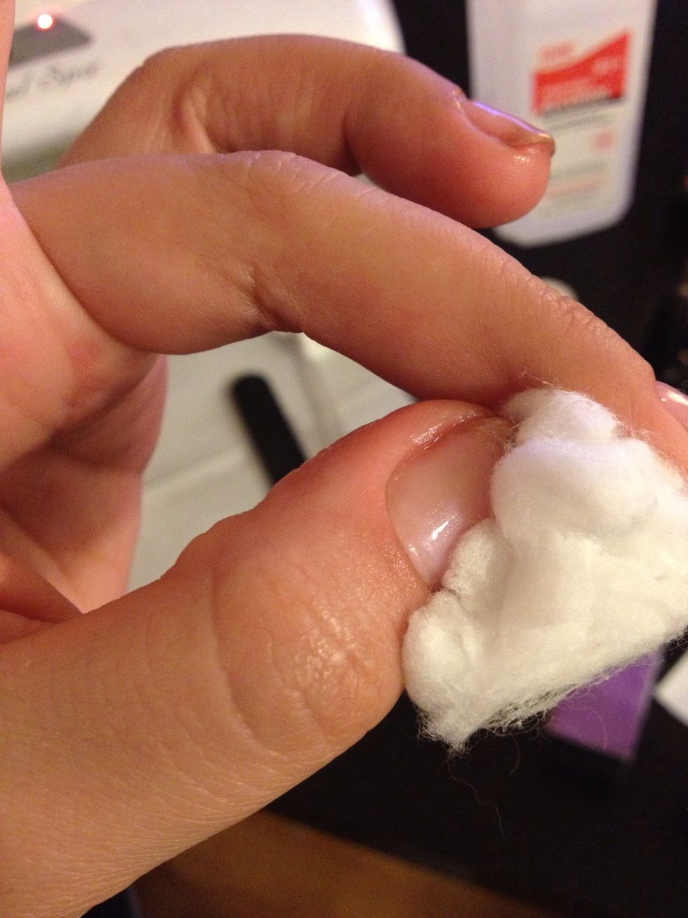 And after the uv light time is done, wipe off the residue on your nail.