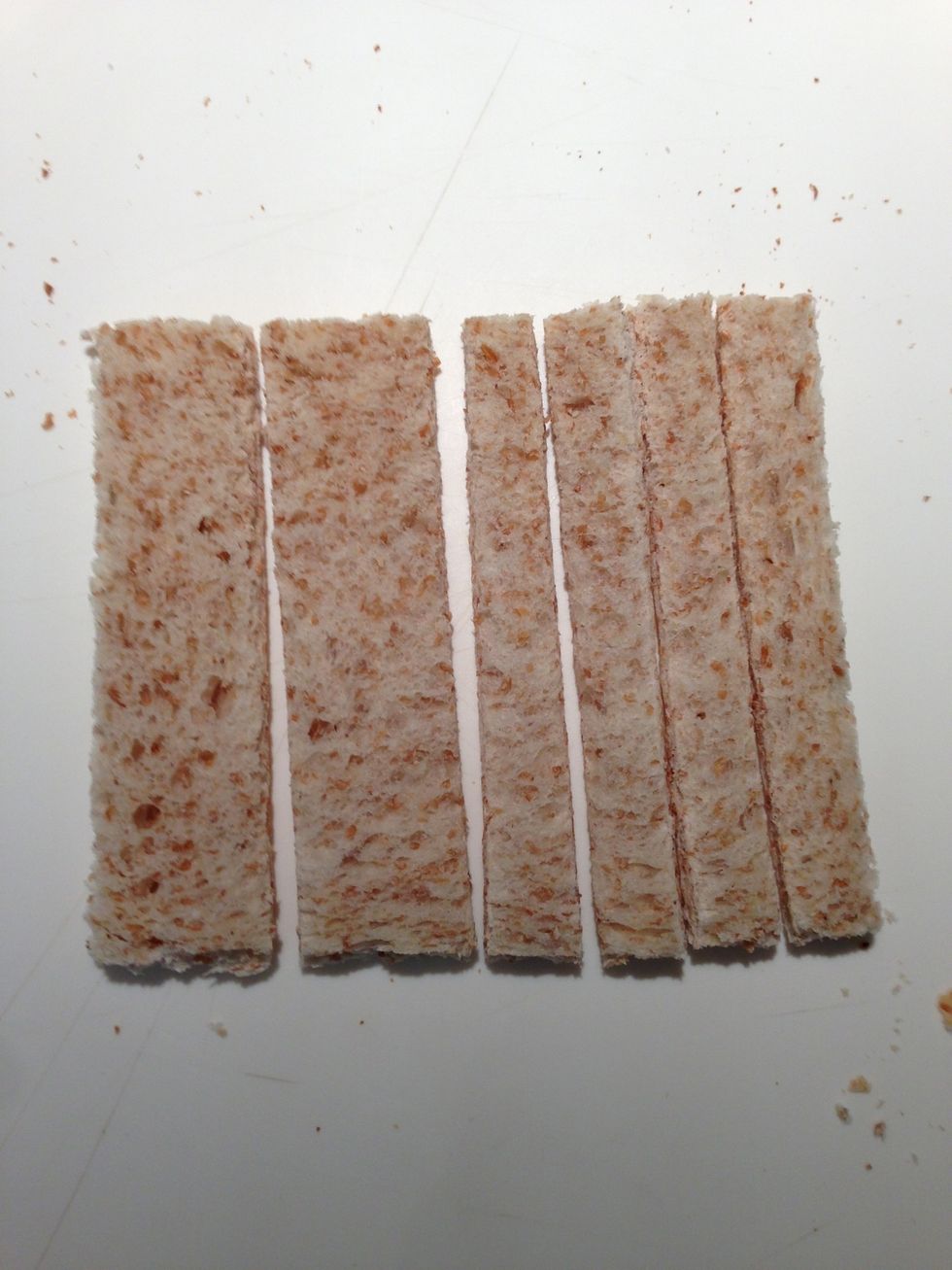 And again each in half each slice will make 8 sticks