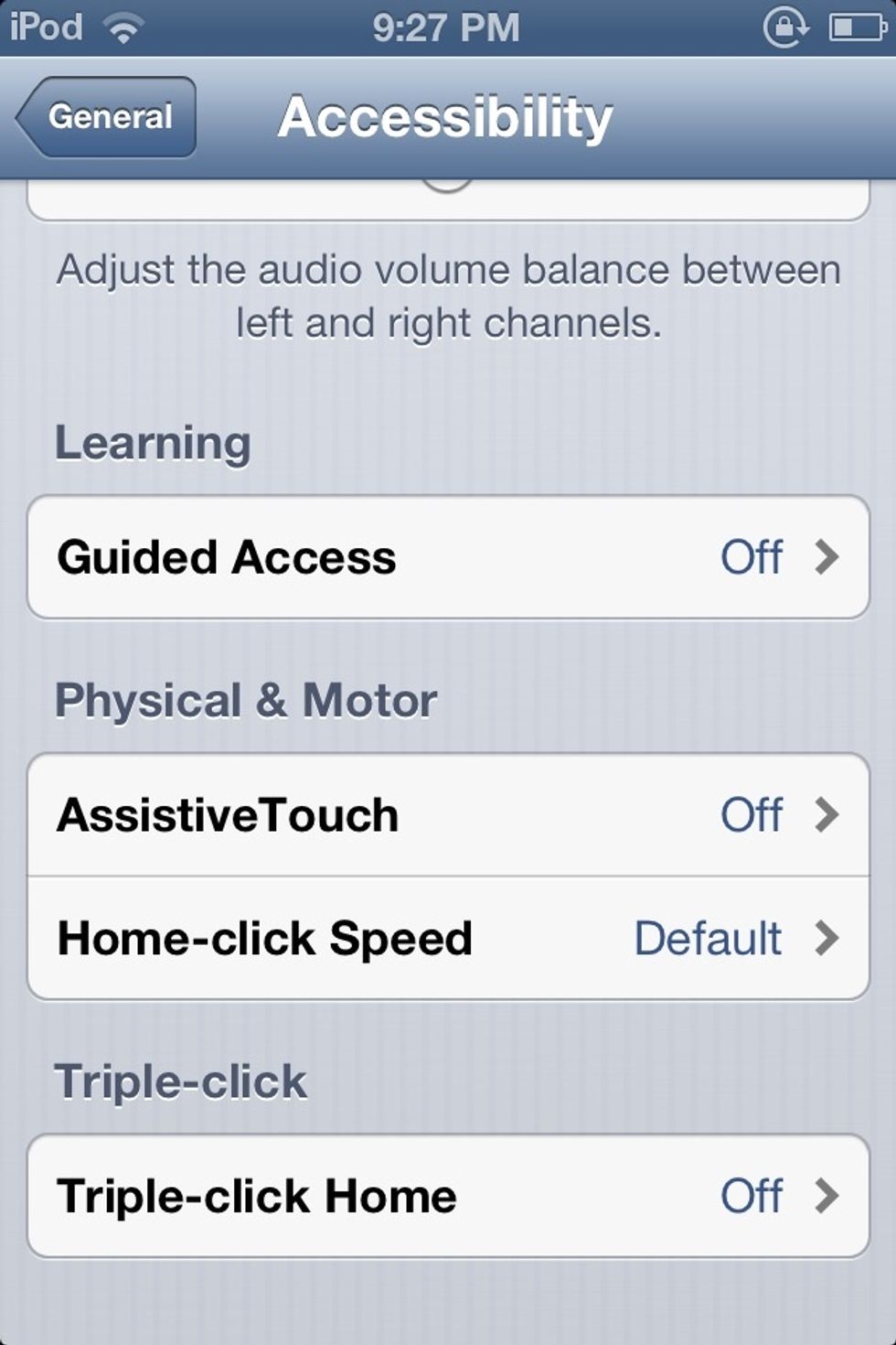 And all the way down again to assistive touch