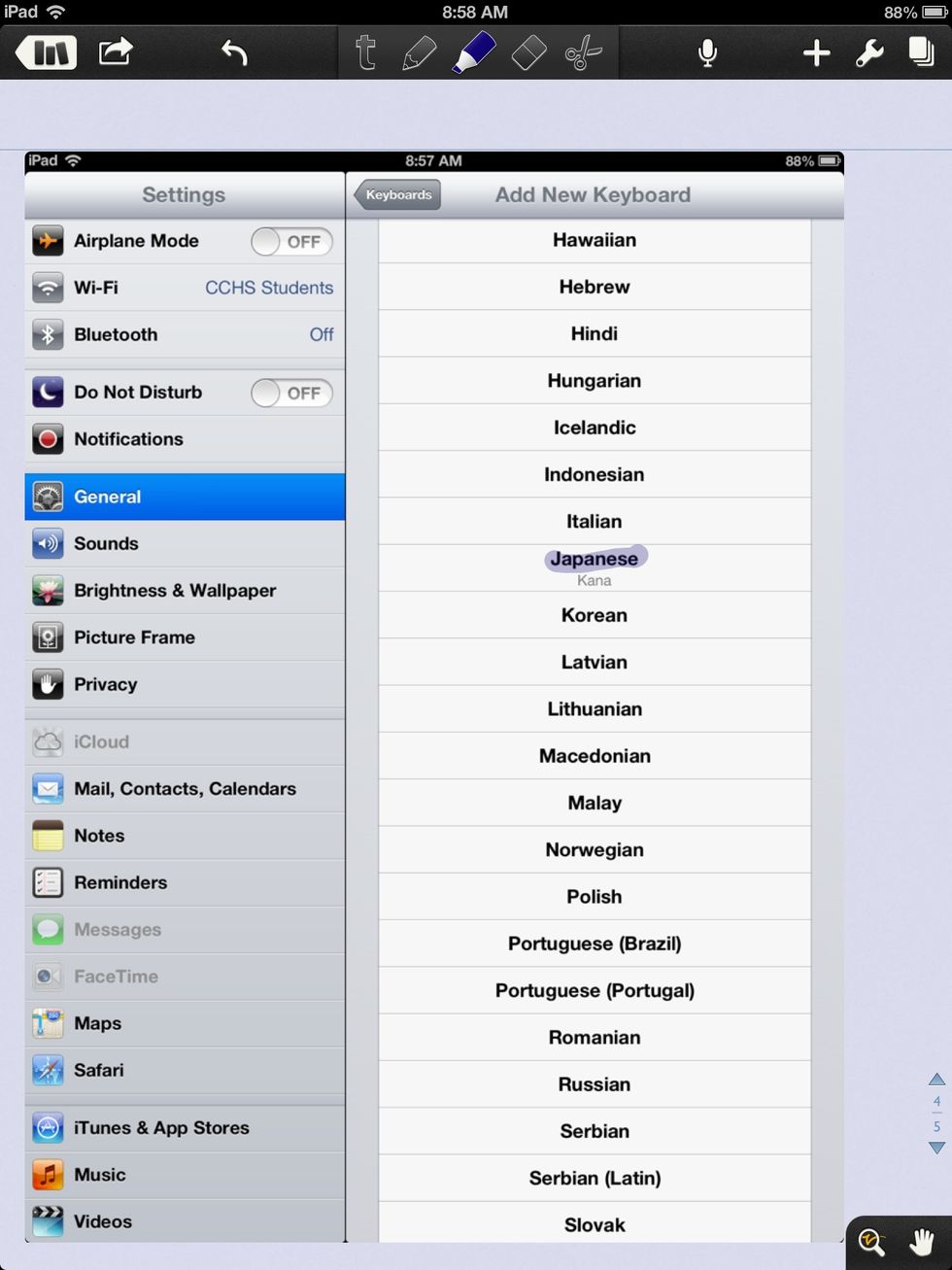 And all your different languages pop up!!! I said i would show u japanese...well theres like three different japanese keyboards and i already have one so im just gonna use the highlighted one