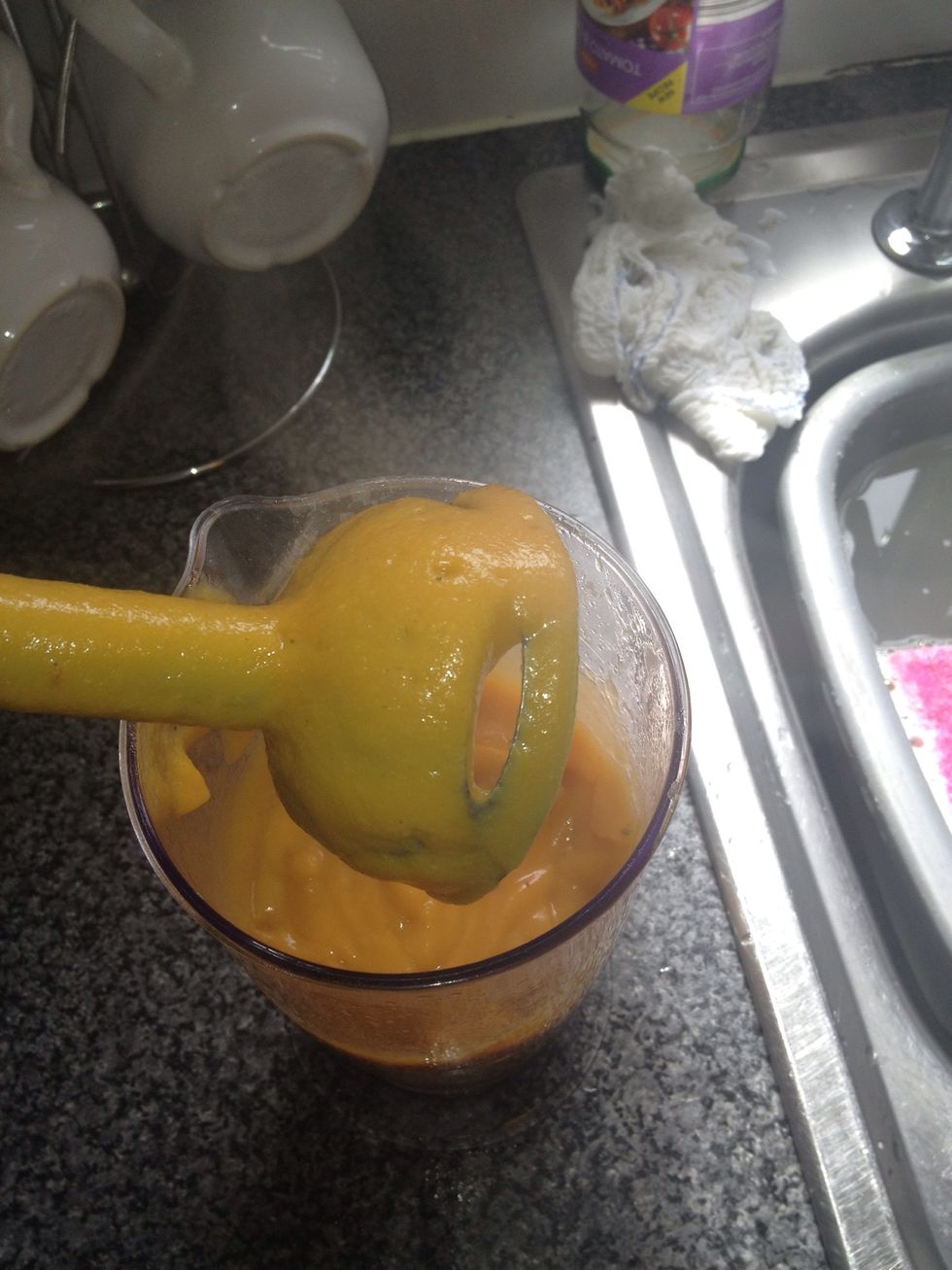 And blend. Make sure everything is blended and that there are no chunky bits. It should be smooth and creamy.