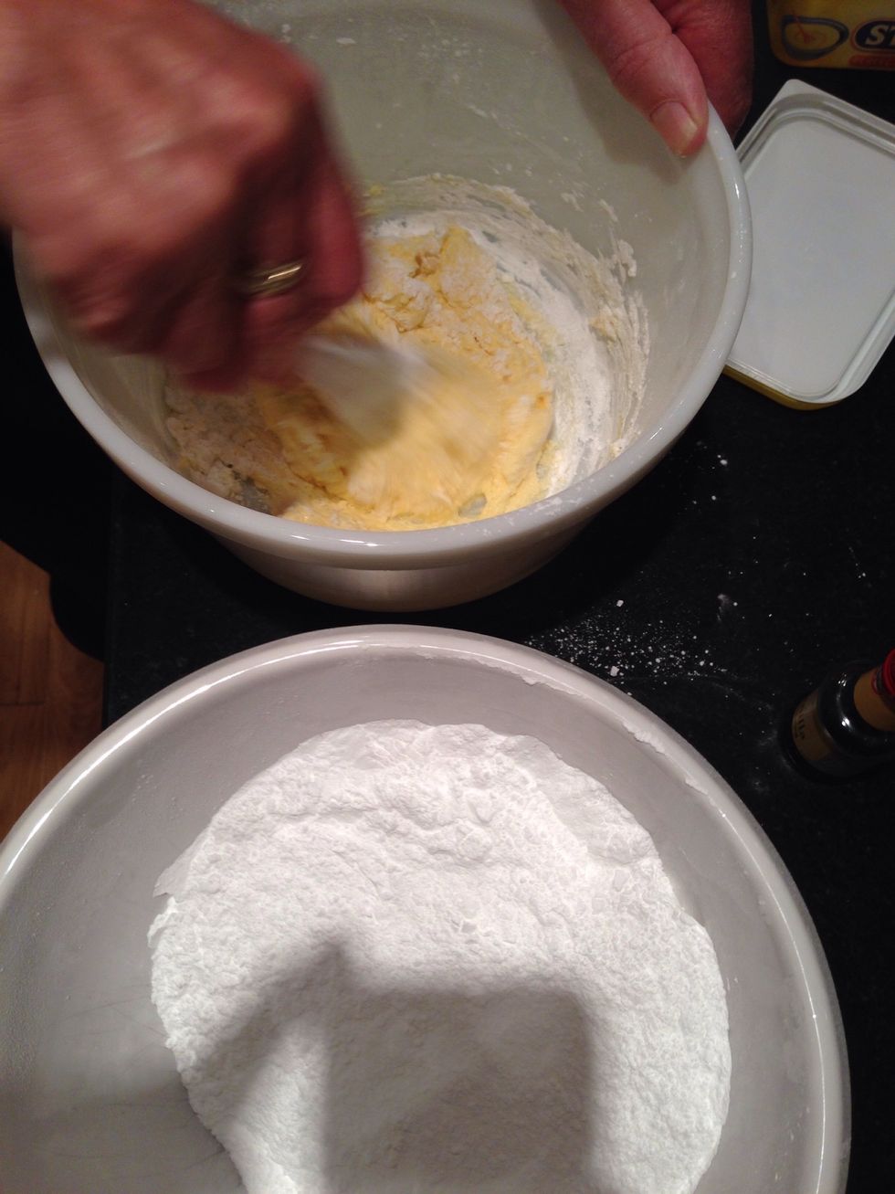 And blend with the butter gradually