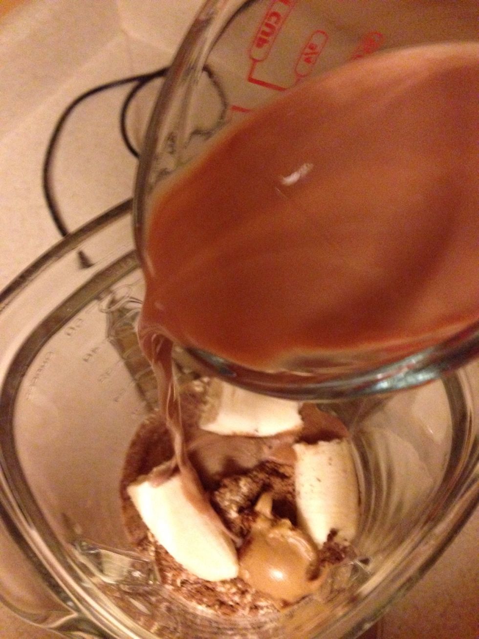 And Chocolate Almond Milk \ud83d\udc7e Note: Adding some yogurt would make this a bit thicker and more creamy, I am just not a fan of drinking yogurt.