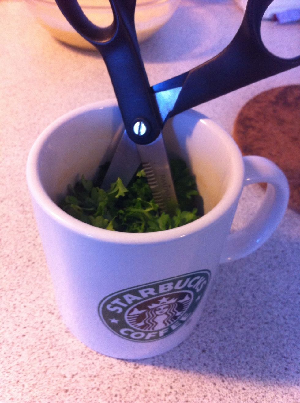 And chop it - I just put it in a cup and cut into it with a scissor