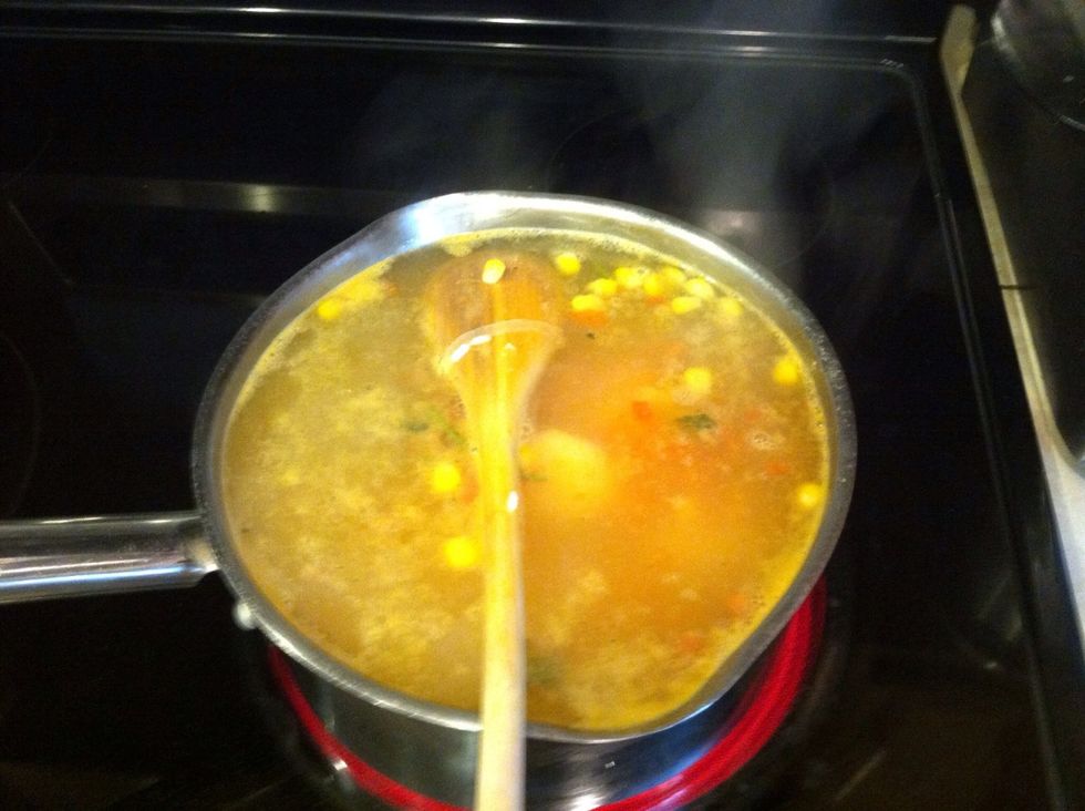 And cook until veggies are cooked through. About 10-15 minutes depends how big u cut your veggies.