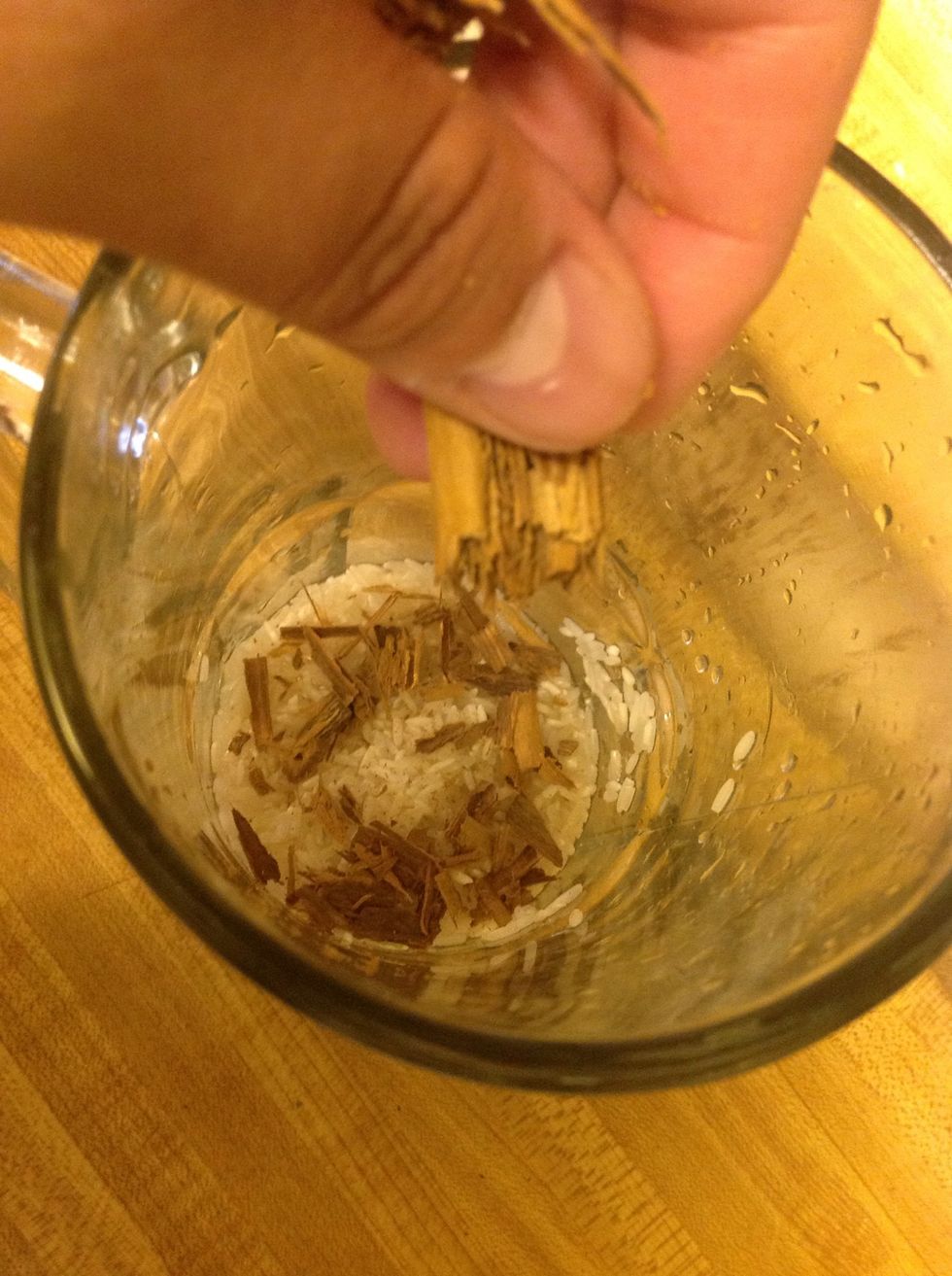 And crumble it into the rice, this will allow it to steep better.