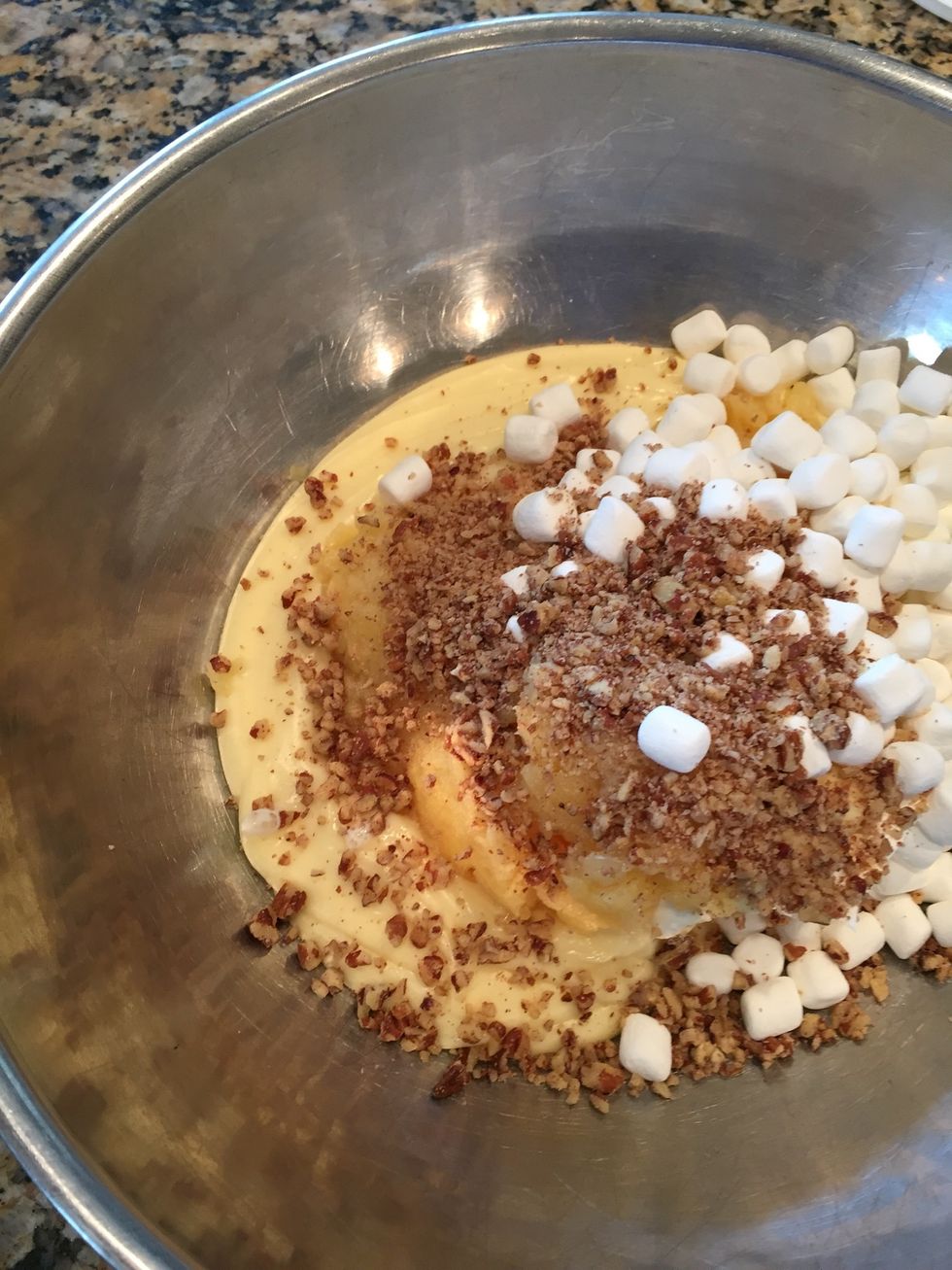And crushed pecans, about 1/3 cup