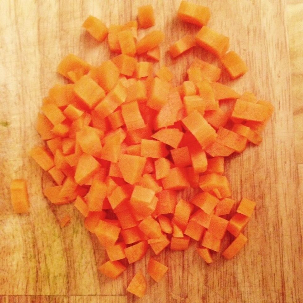 And dice the carrot into small pieces