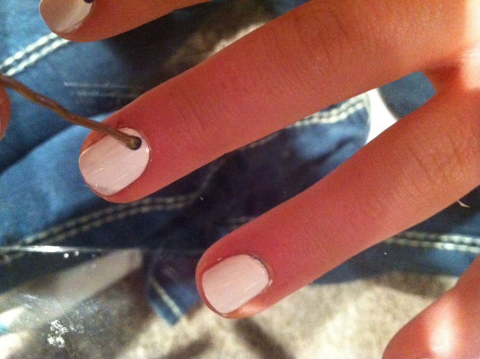 And dot them onto your nails in a horizontal line.