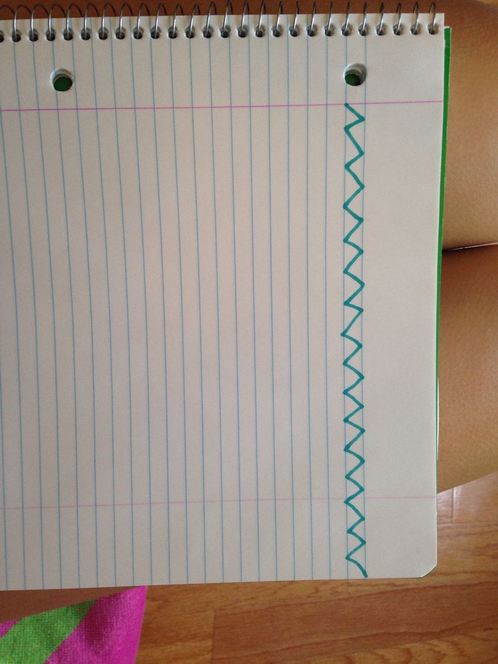 And draw a zig zag line across the top