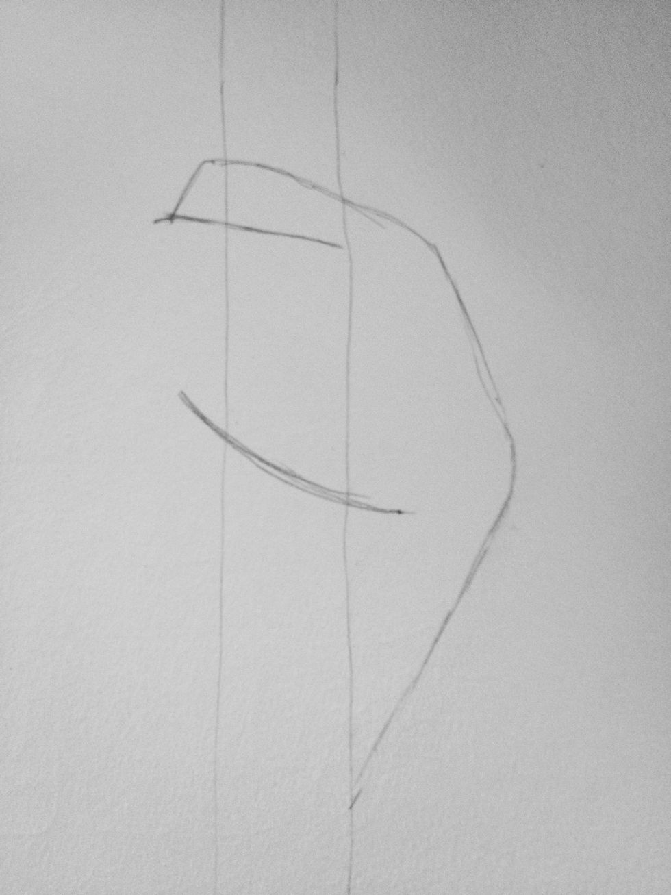 And draw an almost parallel line the juts out a little from the pointer finger. This is the middle finger line.