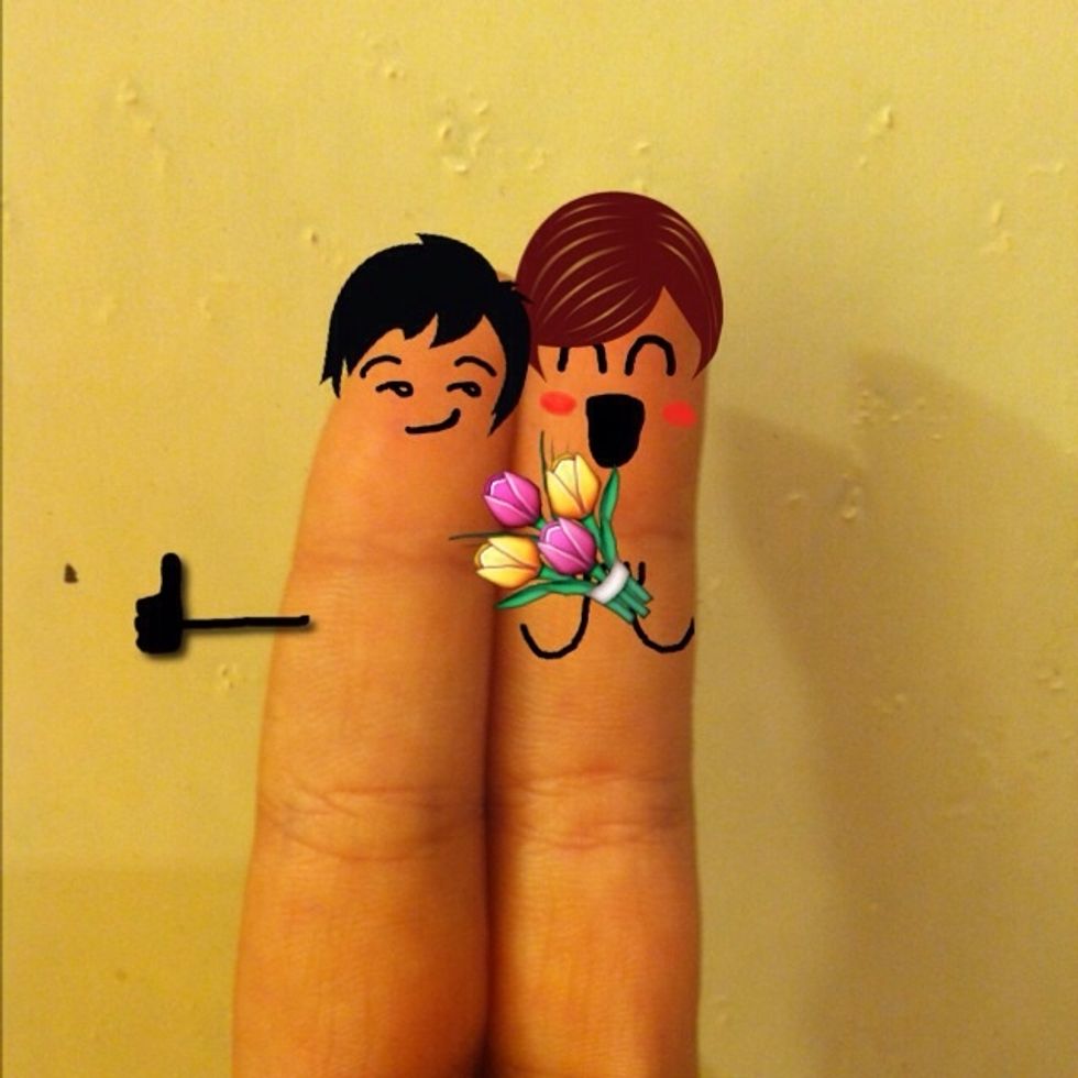 And drawing people on your fingers, too