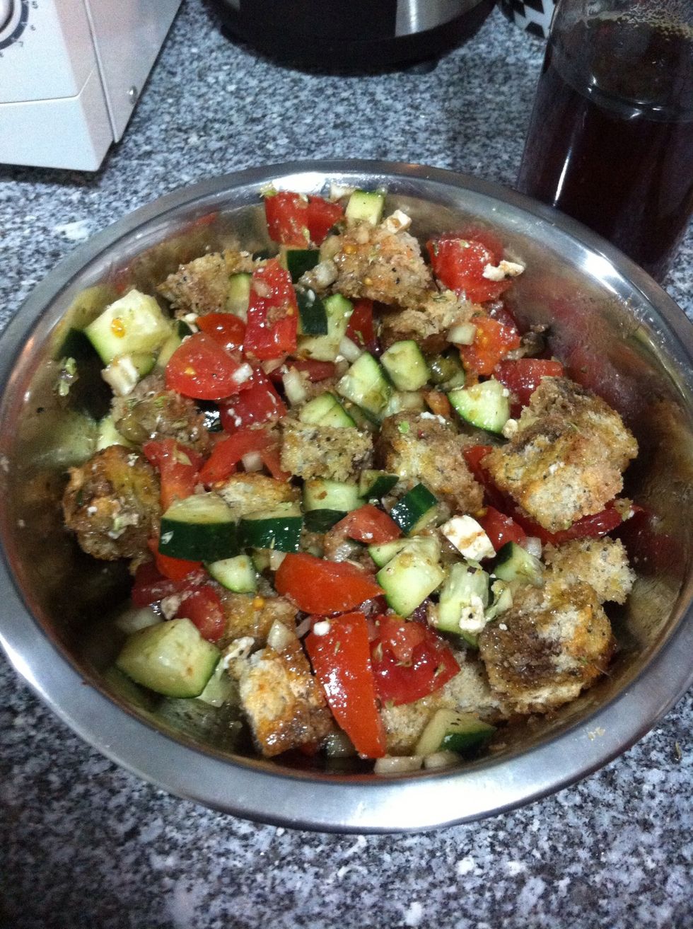 and eat it! If you let sit for a while, flavors will intensify and bread will not be as crunchy, but still is just as great!