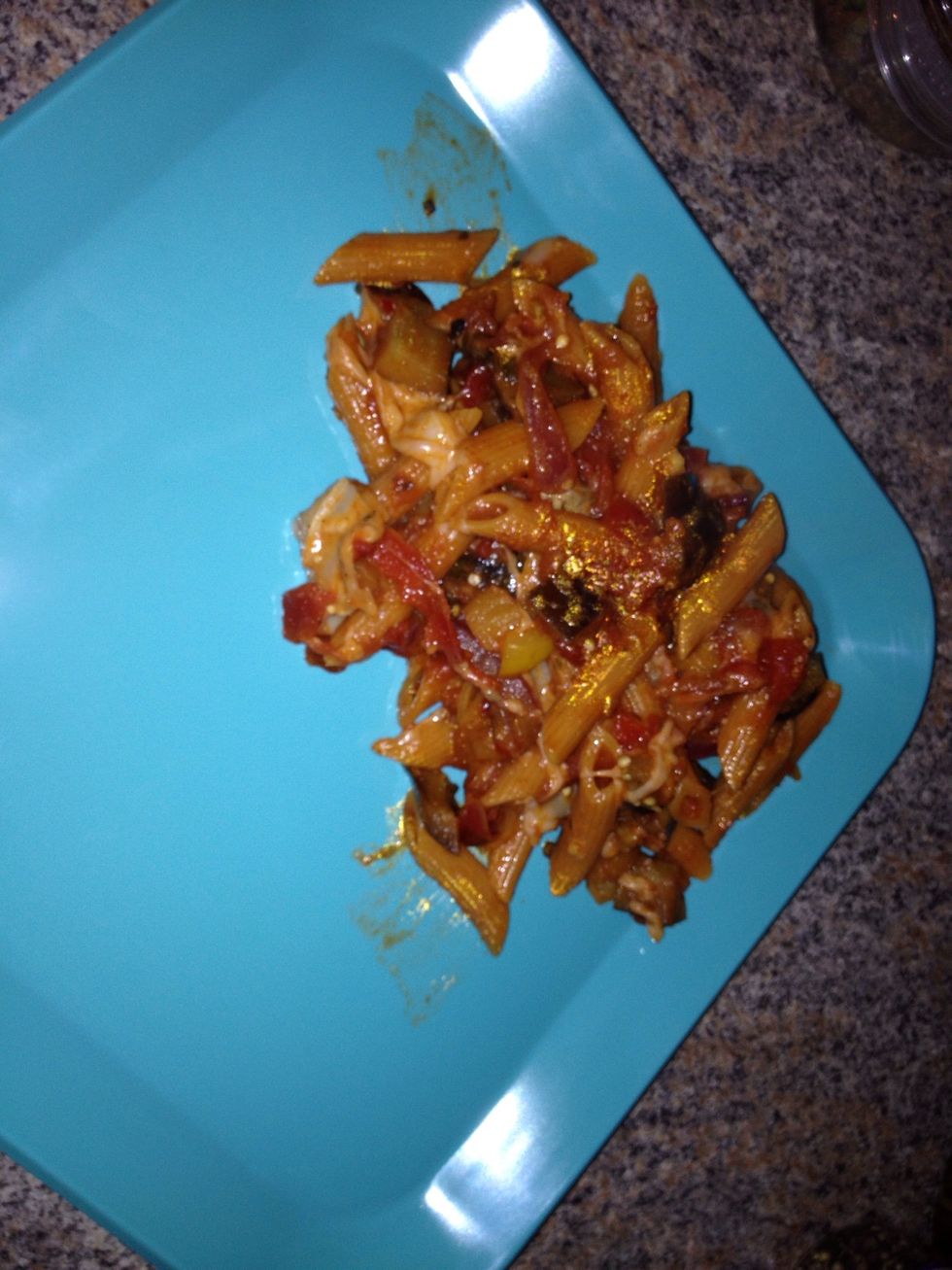 And enjoy:). You can serve it with any protein you'd like. Chicken breast goes great with it, but on this day I had baked tilapia.