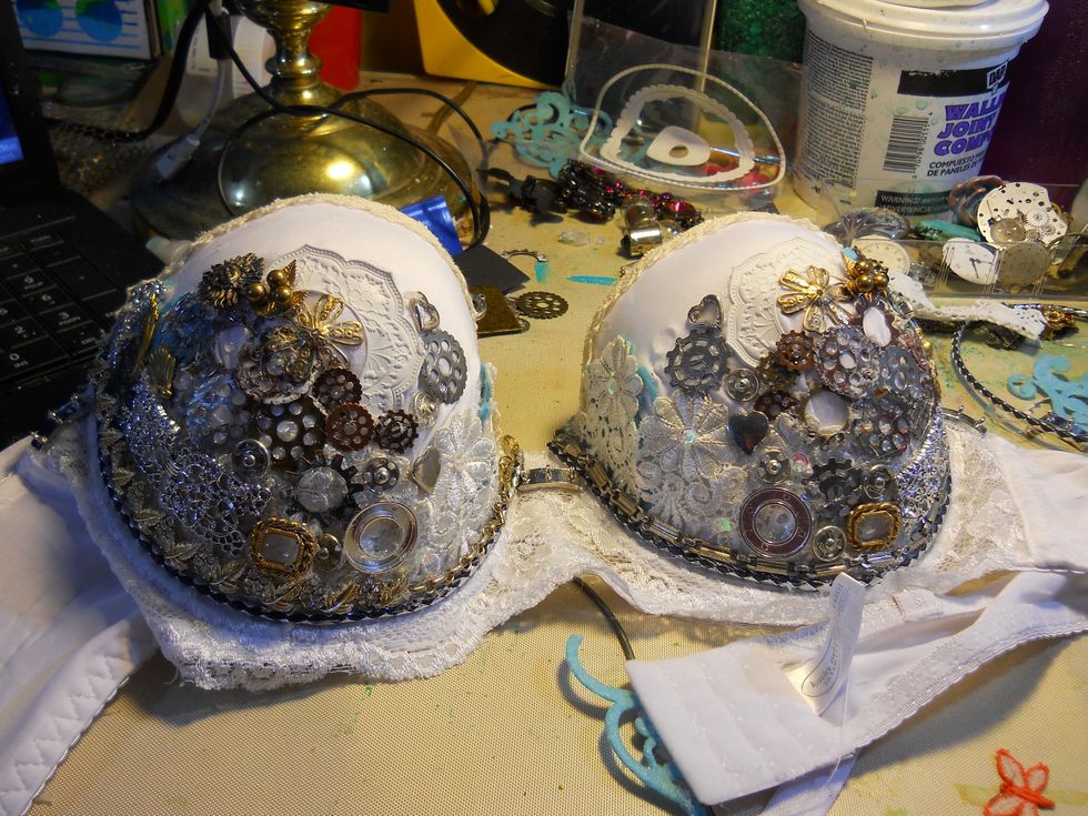 and even more.. basically just keep adding odds and ends until you are happy with the design. dont worry about color because we are painting over everything.