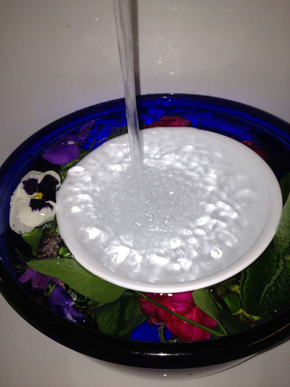 And fill the little bowl with water to weigh it down.