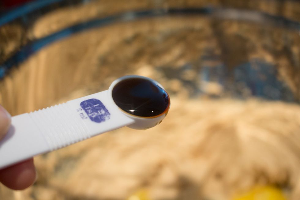 and finally add vanilla to peanut butter mixture.