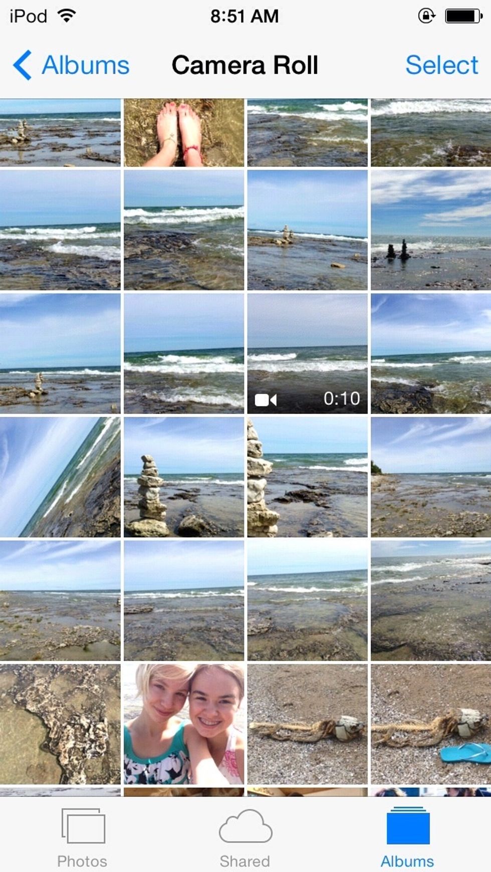 And find the video you'd like to upload to YouTube.  For example, I'm using the one I took at Lake Michigan.