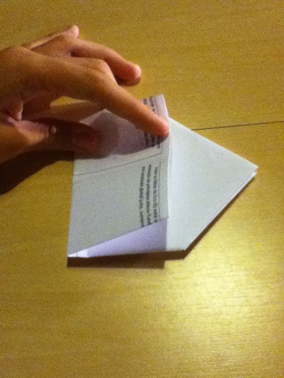 And fold the bottom of the sheet until they reach the bottom of the triangle