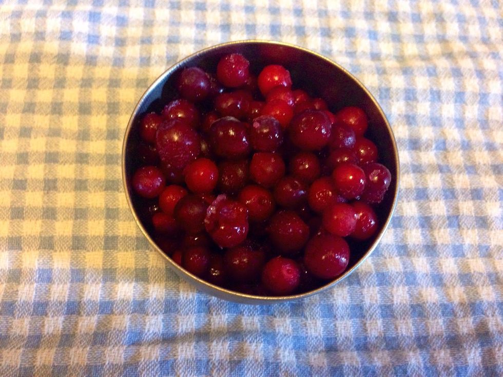 .. and frozen lingonberries to a jug.