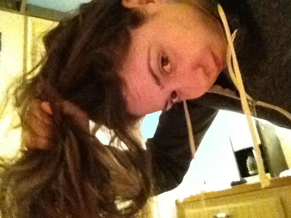 And gather it into a ponytail at the top of your head by flipping your head upside down.