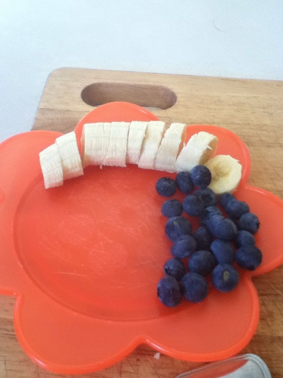 And get some blueberries and put them on a plate