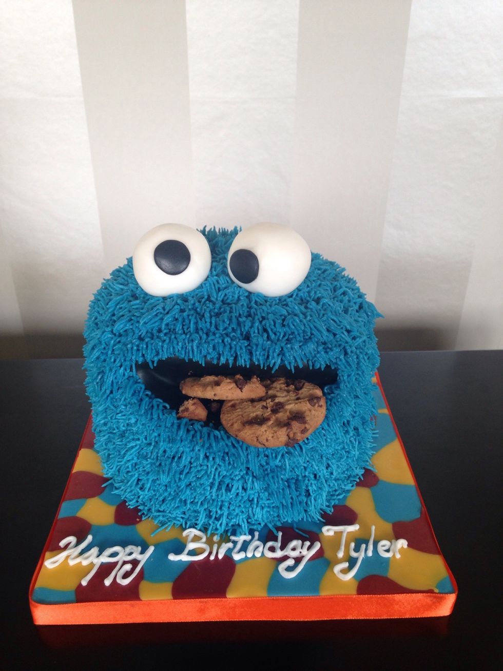 And here it is with Cookie Monster cake on