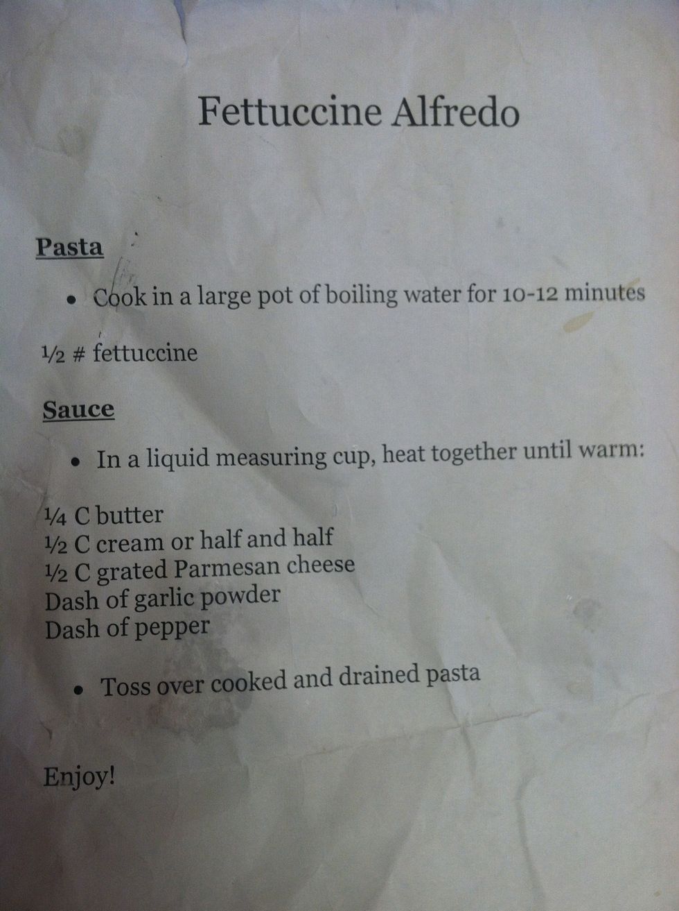 And here's the single serving or (small) :) ( sorry the paper is old haha)... Also it actually taste way better cooked in a sauce pan:)