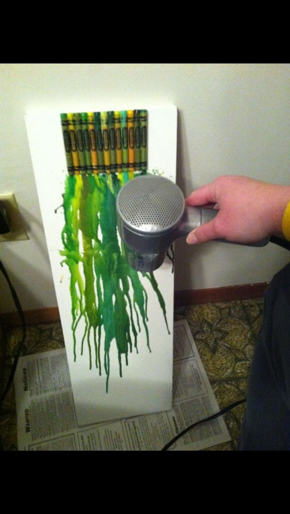 And I'm extending them all the way down to the bottom (what will later become the top) of the canvas.