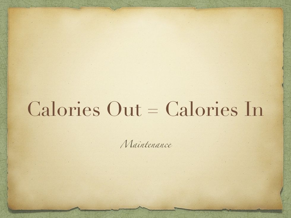 And if the calories you burn is EQUAL TO the amount you eat, then you are at the MAINTENANCE level. You will neither gain nor lose weight.