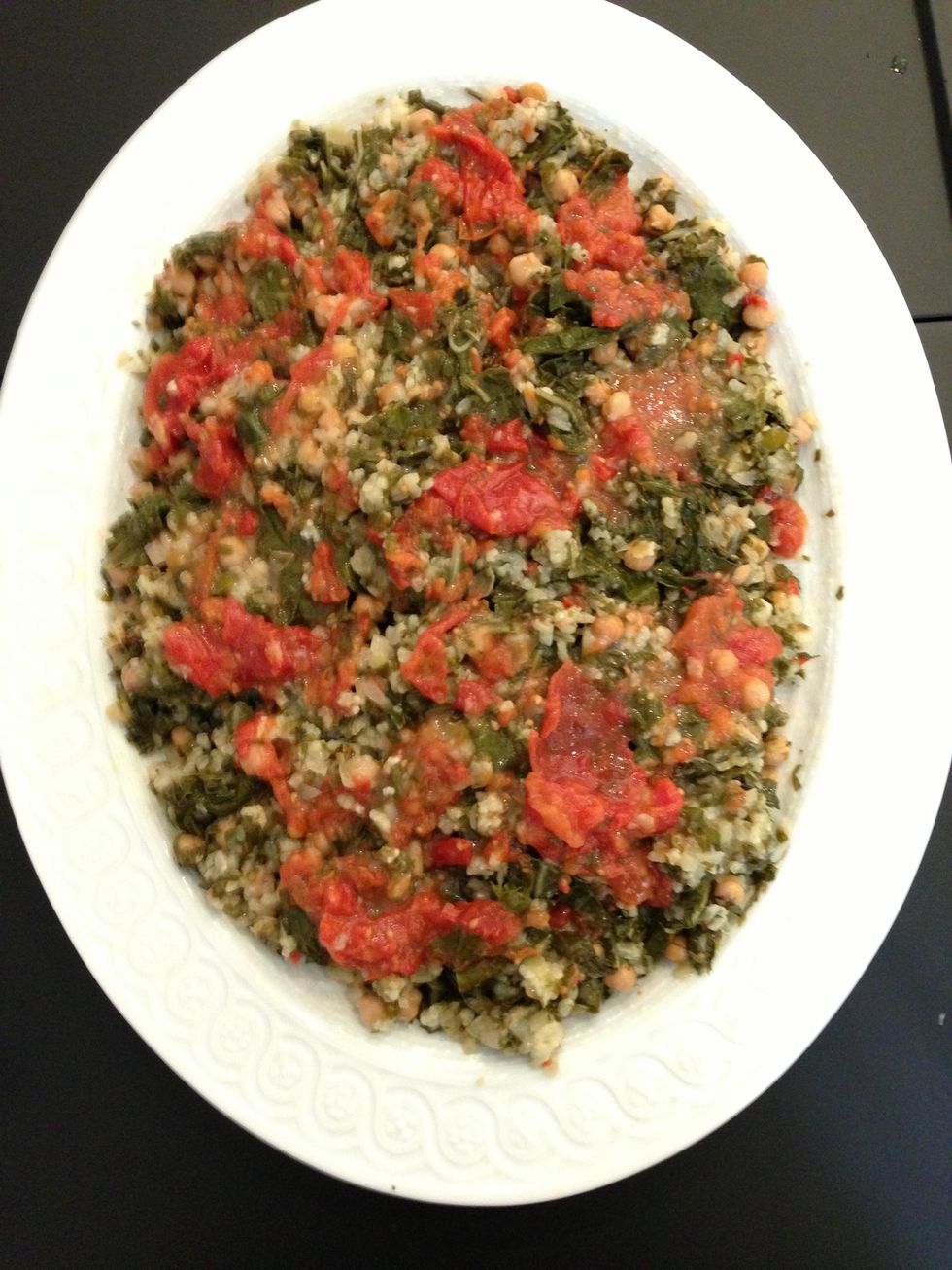 And if you choose you can add the tomatoes for color. Delicious. To be served cold. Or room temperature