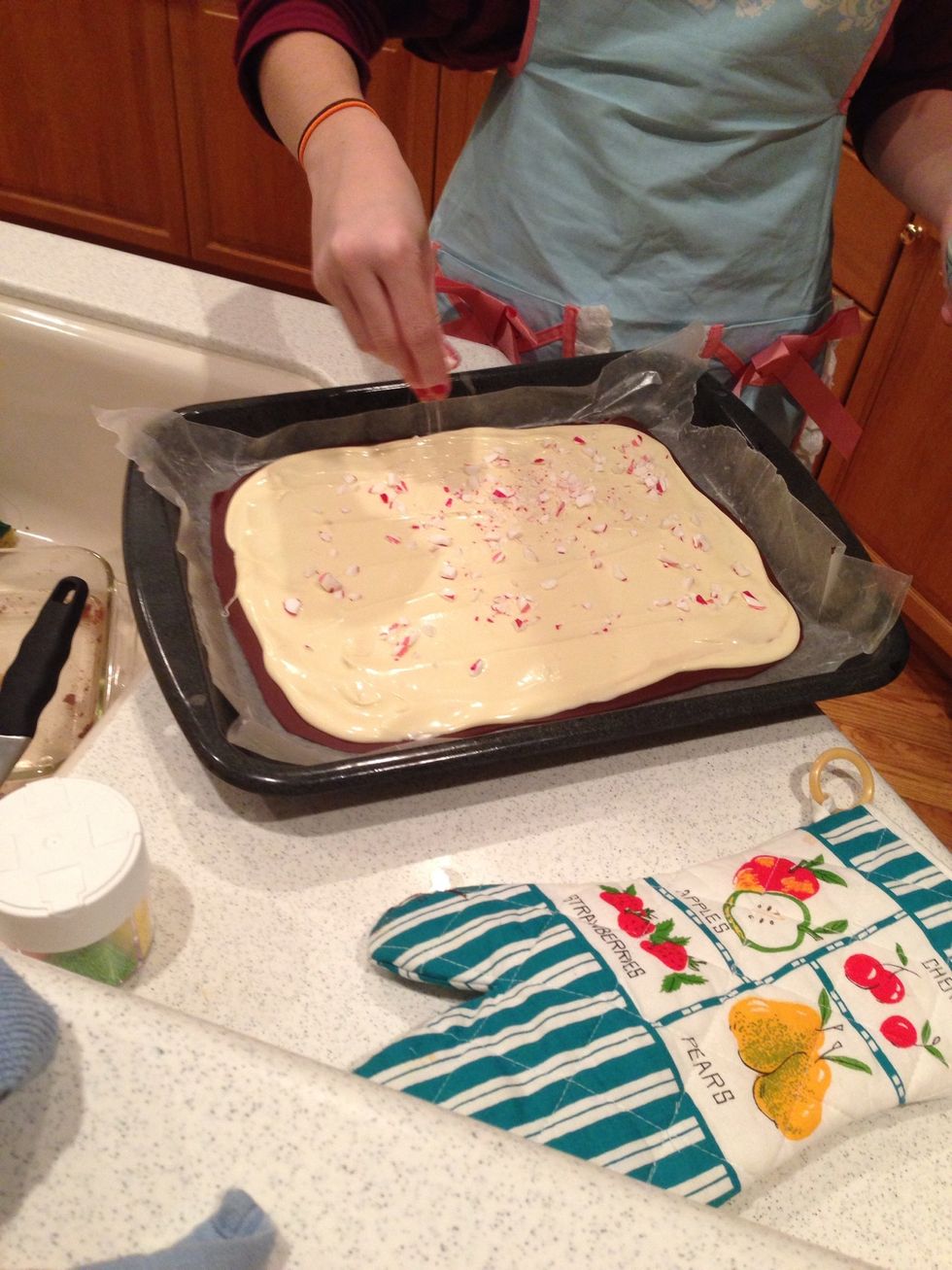 And immediately sprinkle on the candycane