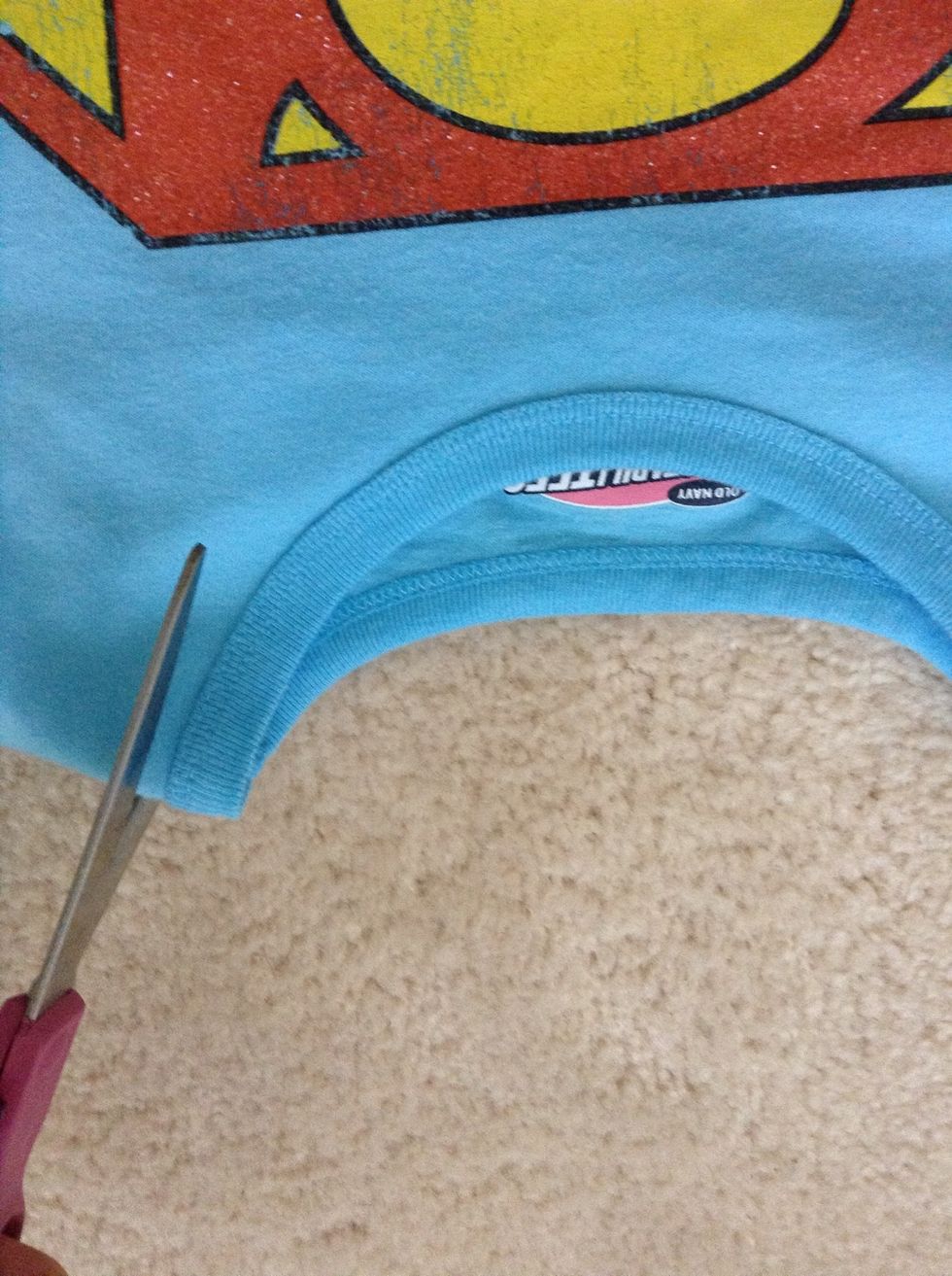 and in the neckline