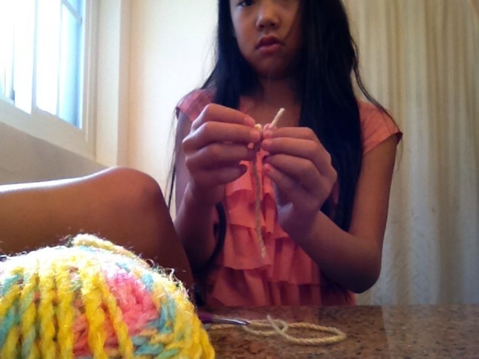 And insert through the last hoop you crocheted