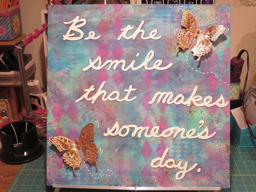 And it's done! I hope you enjoyed all the photos. It was fun to finally make something for myself! This is going to hang in my office cube.