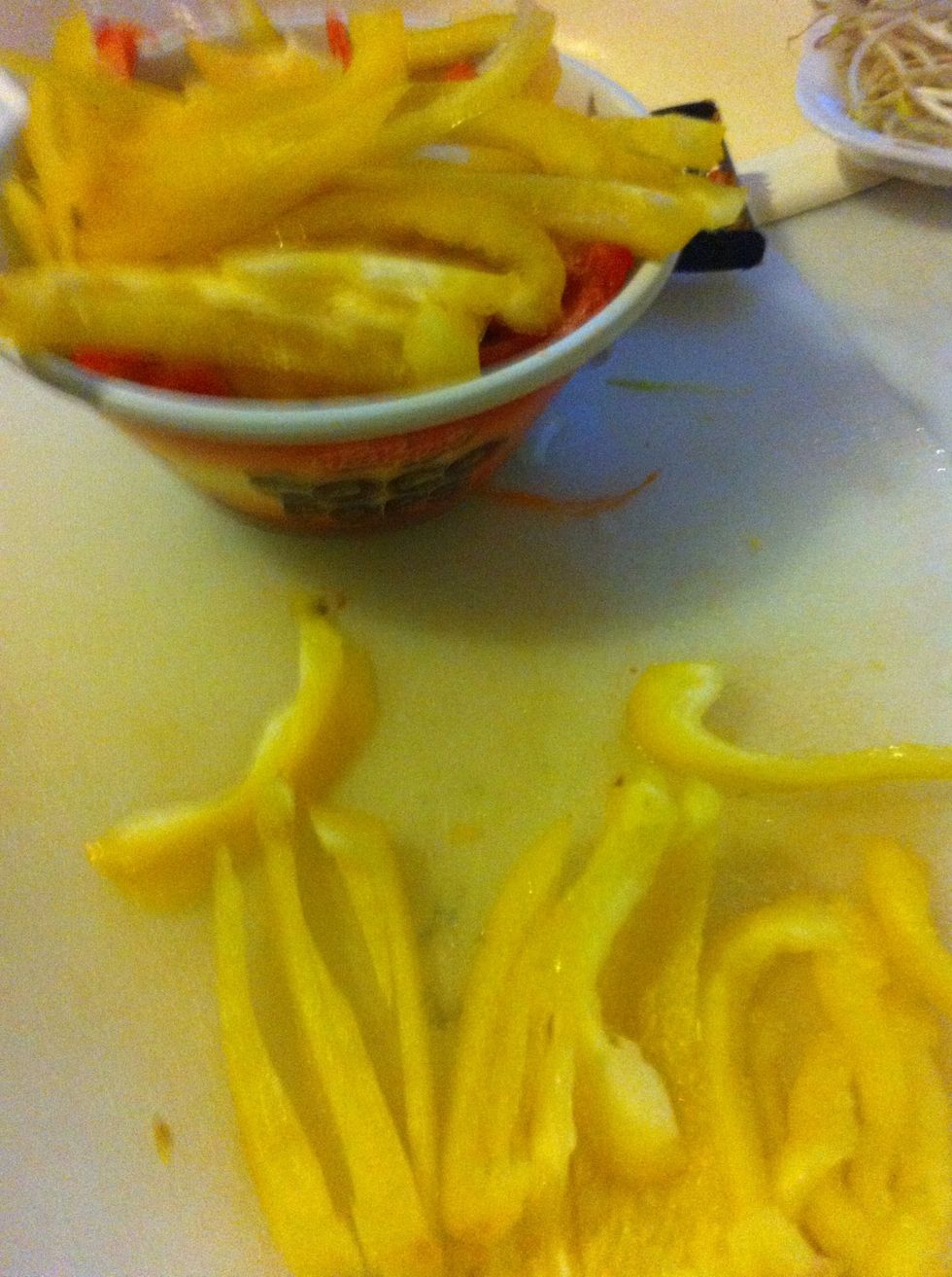 And julienne peppers...