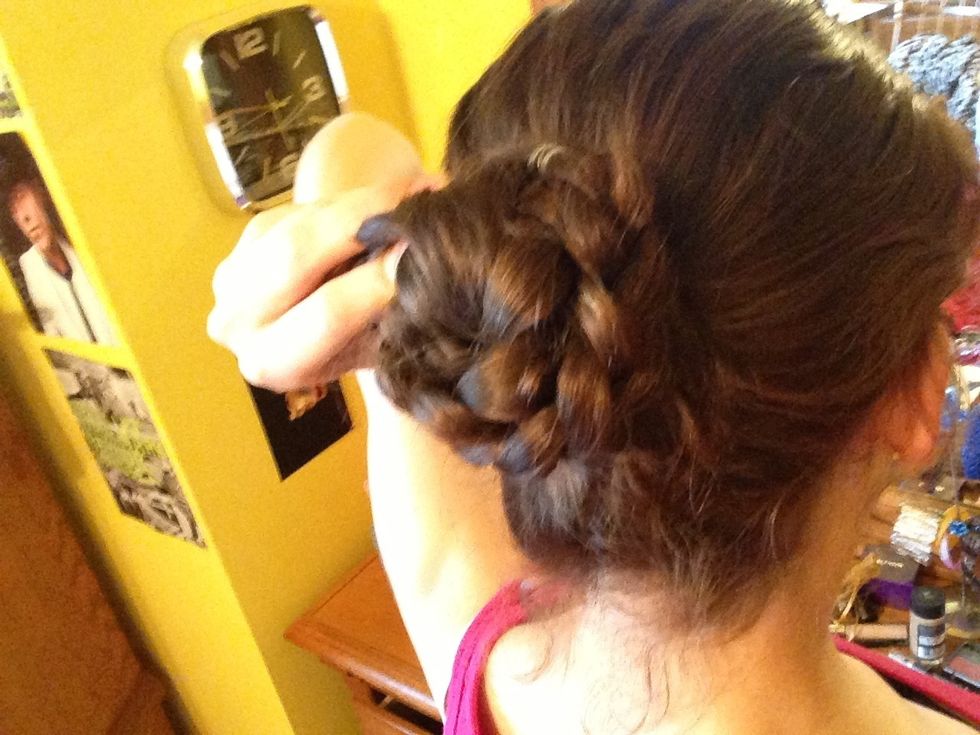 And just do the same thing wrapping it around your ponytail over the first braid.