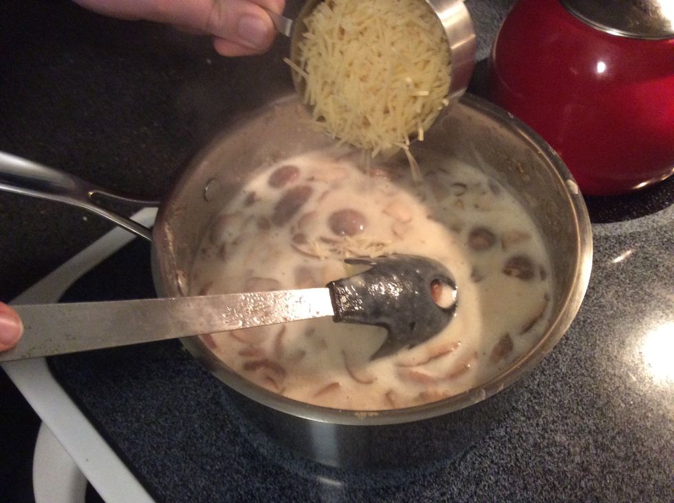 And lastly the fontina or Swiss cheese then stir till cheese is smooth.