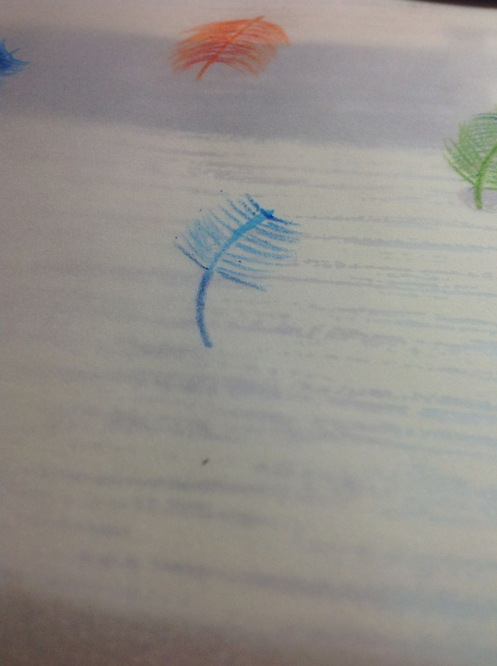 And layer the dark blue on the last row of light blue feathers