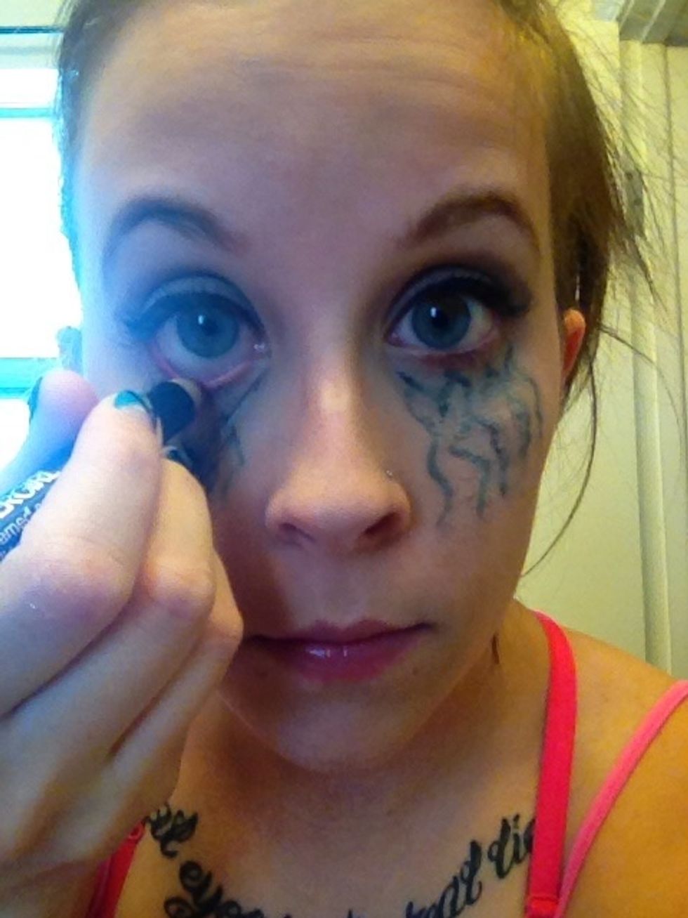 And line your water line of your eyes...you can also use a red lipstick and a brush, makeup is make up