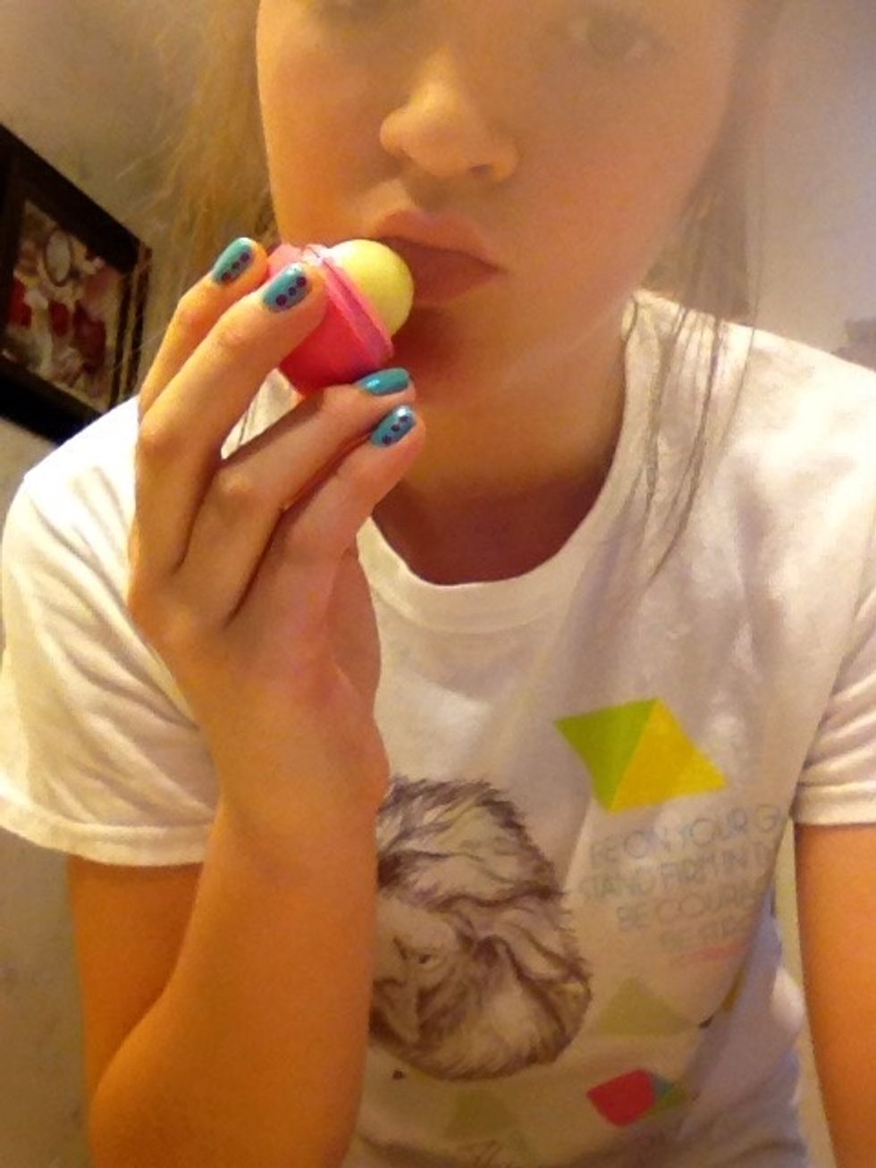 And lip gloss. (I'm just using my eos egg chap stick thingy)\ud83d\ude02