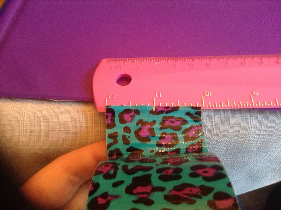 And mark the measurement. Make sure the duct tape will cover the untaped spots and enough of the inside for you to be happy with. Mine happens to be half the duct tape.