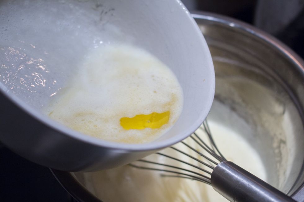 and melt in microwave, add to double boiler mixture.